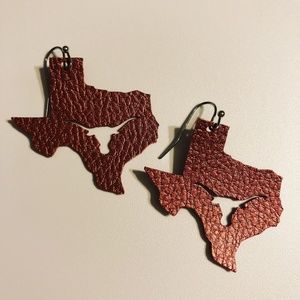 Texas Longhorn Faux Leather Earrings